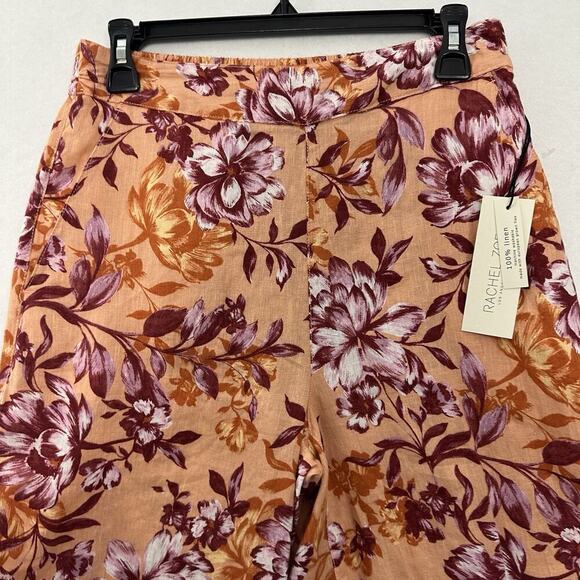Rachel Zoe Wide Leg Linen Pants Womens S Floral Resort Fall Colors NWT - Picture 3 of 12